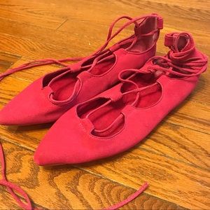 GAP Hot Pink Lace Up Flats